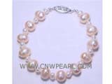 9-10mm white potato freshwater pearl bracelet