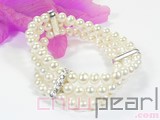 three rows 6-7mm white potato freshwater pearl bracelet