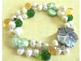 double rows 6-7mm white potato freshwater pearl bracelet