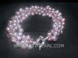 three rows 5-6mm purple top drilled potato freshwater pearl bracelet