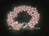 three rows 5-6mm pink top drilled potato freshwater pearl bracelet