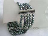 five rows 5-6mm black potato freshwater pearl bracelet