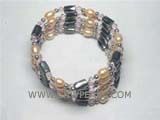 6-7mm pink rice freshwater pearl wrap bracelet