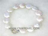 12mm white coin freshwater pearl  bracelet