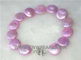 12mm purple pink coin freshwater pearl  bracelet