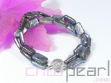 double rows 8*15mm black rectangular freshwater pearl bracelet