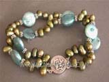 double rows 6mm brown top drilled potato freshwater pearl bracelet