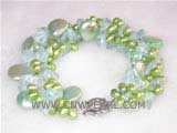 double rows 5mm green top drilled potato freshwater pearl  bracelet