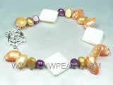multicolor freshwater pearl bracelet with shells