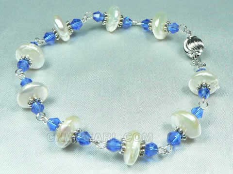 elegant 10mm white coin freshwater pearl brecelet