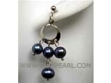 6-7mm black potato freshwater pearl chandelier earrings