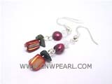 6-7mm dark red freshwater pearl dangling earrings
