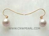 6.5-7.5mm white round freshwater pearl dangling earrings