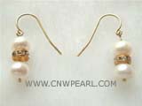 6-7mm white potato freshwater pearl dangling earrings