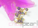 6-7mm white potato freshwater pearl dangling earrings