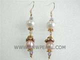 8-8.5mm white potato freshwater pearl dangling earrings