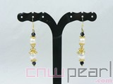 8-8.5mm white potato freshwater pearl dangling earrings with rice pearl