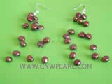 3-4mm and 5-6mm dark red nugget freshwater pearl dangling earrings