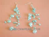 3-4mm and 5-6mm green nugget freshwater pearl dangling earrings