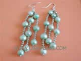 5-6mm green potato freshwater pearl dangling earrings