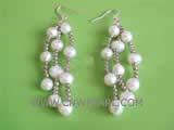 5-6mm white potato freshwater pearl dangling earrings
