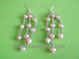 5-6mm pink potato freshwater pearl dangling earrings