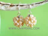 14.5-15.5mm pink potato freshwater pearl dangling earrings