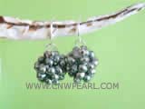 14.5-15.5mm gray potato freshwater pearl dangling earrings