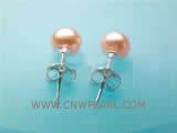 6-6.5mm orange round freshwater pearl stud earrings