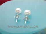 6-6.5mm white round freshwater pearl stud earrings
