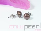 8-8.5mm mauve bread freshwater pearl stud earrings