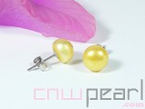 8-8.5mm yellow bread freshwater pearl stud earrings