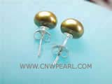 8-8.5mm gold bread freshwater pearl stud earrings