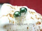 8-8.5mm green bread freshwater pearl stud earrings