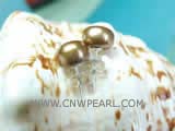 8-8.5mm navy green bread freshwater pearl stud earrings