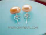 9-9.5mm orange bread freshwater pearl stud earrings