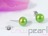 9-9.5mm green bread freshwater pearl stud earrings