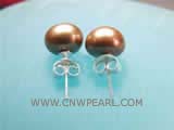 9-9.5mm coffee bread freshwater pearl stud earrings