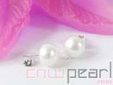 11-11.5mm white bread freshwater pearl stud earrings