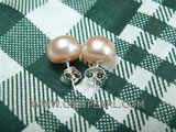 10.5-11mm pink bread freshwater pearl stud earrings