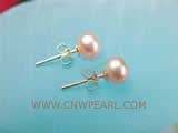 6-6.5mm pink round freshwater pearl stud earrings