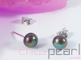 6-6.5mm black bread freshwater pearl stud earrings