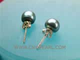 7-7.5mm black bread freshwater pearl stud earrings