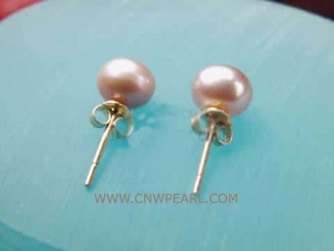 6.5-7mm purple bread freshwater pearl stud earrings