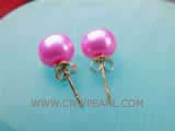 8-8.5mm violet bread freshwater pearl stud earrings