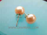8-8.5mm champagne bread freshwater pearl stud earrings