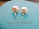 8-8.5mm pink bread freshwater pearl stud earrings