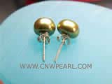 8-8.5mm brown bread freshwater pearl stud earrings