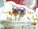 8-8.5mm purple bread freshwater pearl stud earrings