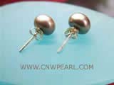 8-8.5mm coffee bread freshwater pearl stud earrings